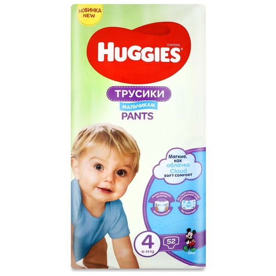 Трусики-підг Huggies 4 д/хл 9-14кг 52шт