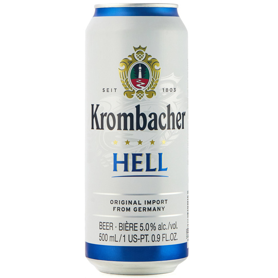 Пиво свiтле Krombacher Hell 5% 0,5л з/б