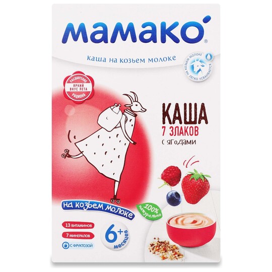 Каша 7 злаків з ягод.коз.мол.Мамако 200г