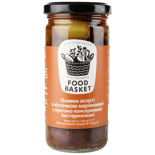 Оливки асорт.кіст.орег.Food basket 260г