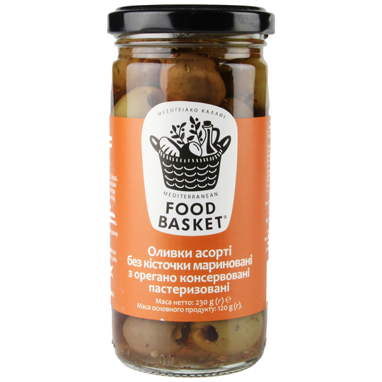 Оливки ас.б/кіст.орег.Food basket 260г
