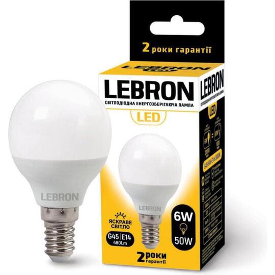 Лампа Lebron L-G45,6W,Е14,4100K