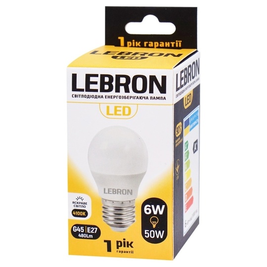 Лампа Lebron L-G45,6W,Е27,4100K