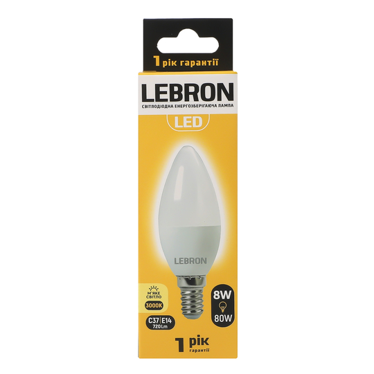 Лампа Lebron L-С37,8W,Е14,3000K