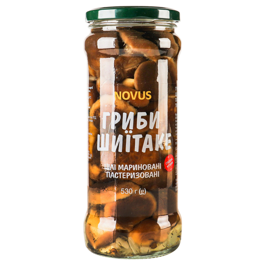 Гриби шиїтаке цілі мариновані Novus 530г