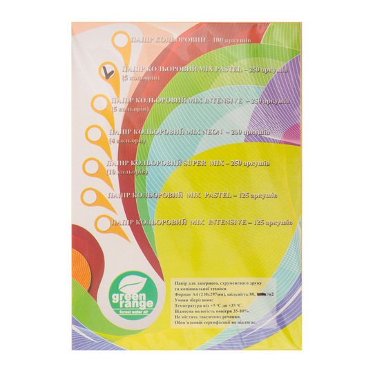 Папір мікс Пастель А4/80 250 аркушів