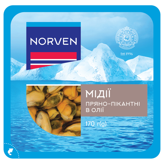 Мідії пряно-пікантні в олії Norven 170г