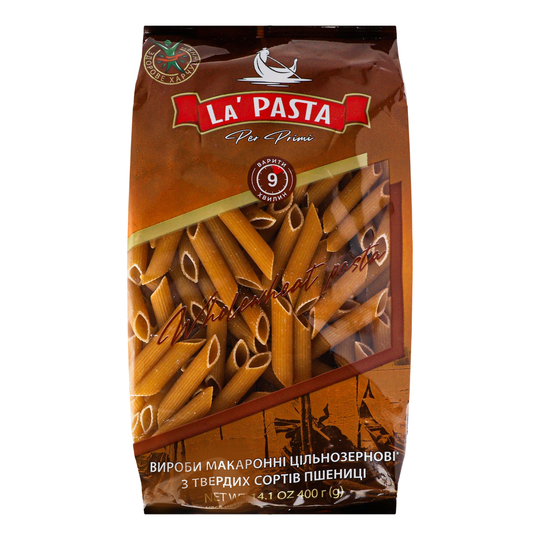 Макарони цільнозерн.пір'я La pasta 400г