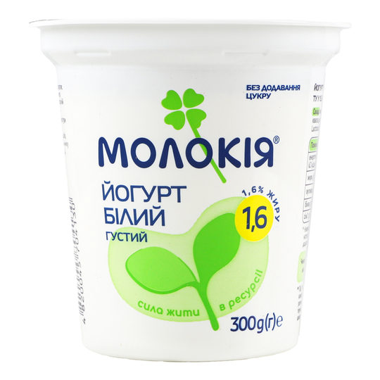 Йогурт білий густий 1,6% Молокія ст.300г