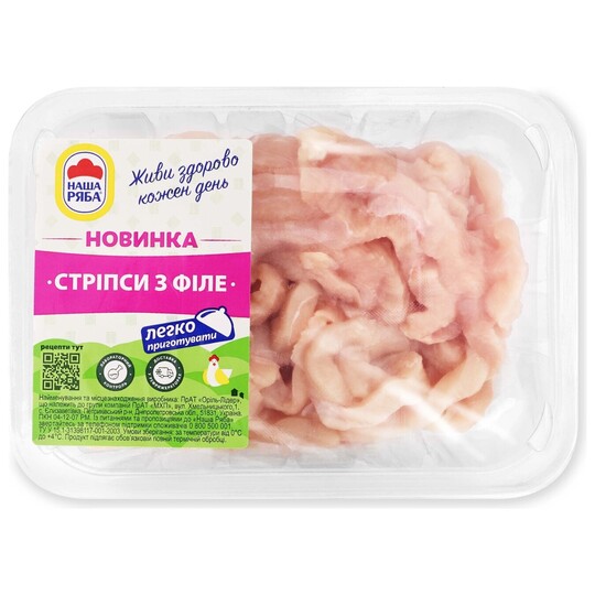 Стріпси з філе курч.Наша Ряба лот 0,5кг