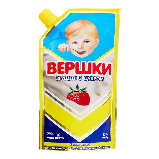 Вершки згущ.дой-пак Первомайськ 290г