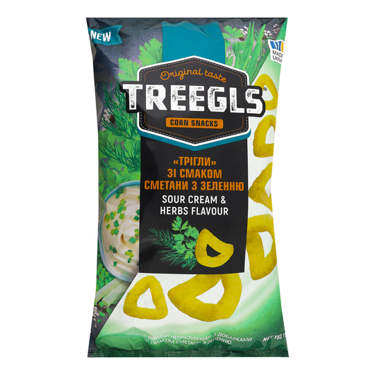 Снеки кукуруд.смет.+зелень Treegls 150г
