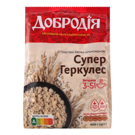 Пластівці вівсяні Суп.Гер. Добродія 400г