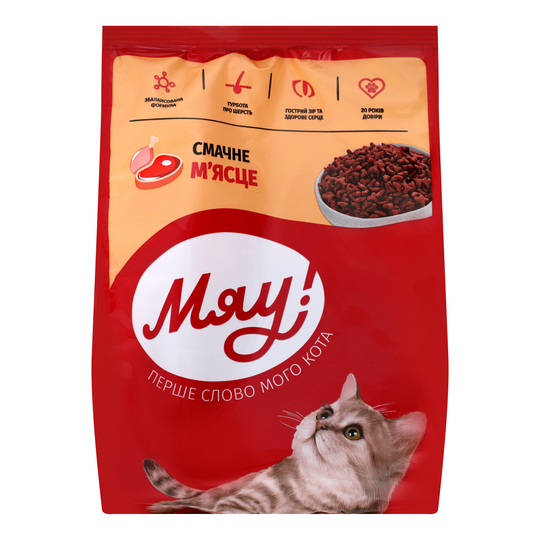 Корм д/котів сух.Мяу М'ясний 300г