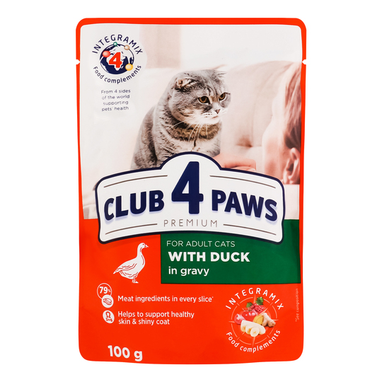 Корм конс.д/кот.качка Club 4Paws.100г