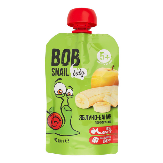 Пюре фрук.Ябл/Бан від 5міс Равлик Боб90г