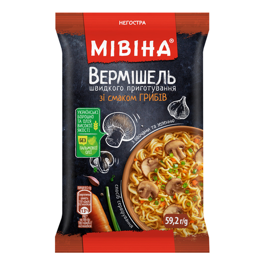 Вермішель з грибами негостра Мівіна59,2г