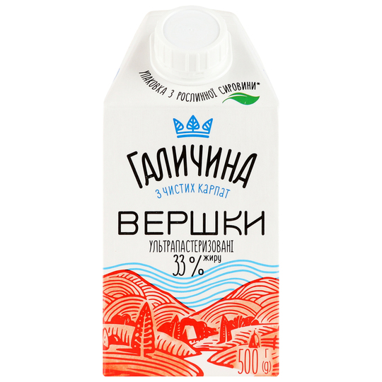 Вершки 33% Галичина п/пак 500г