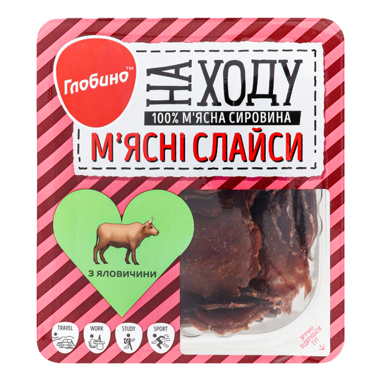 Слайси м'ясні з ялович.с/к Глобино 50г