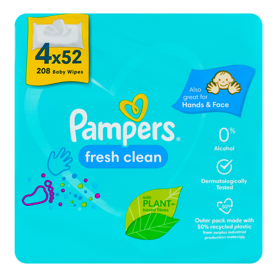 Серветки дитячі вологі Pampers 4х52шт