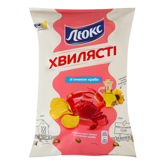 Чипси картопляні.рифл. краб Люкс 125г