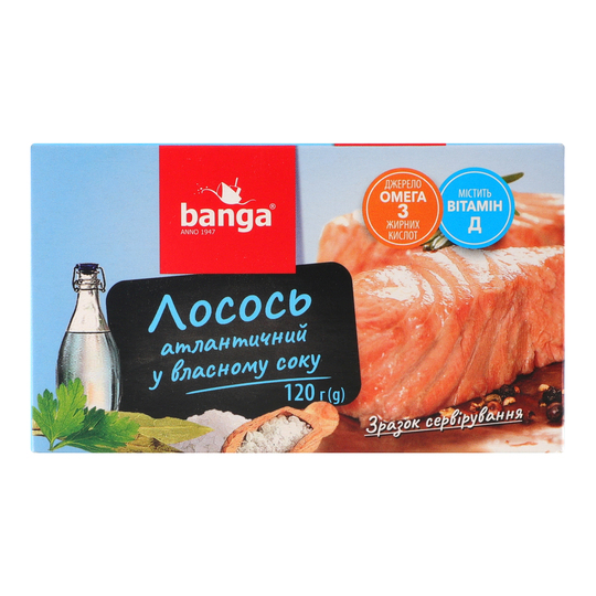 Лосось атлант. у влас. соку Banga 120г