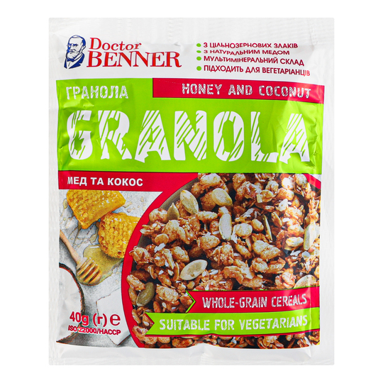 Гранола Мед та кокос DoctorBENNER 40г