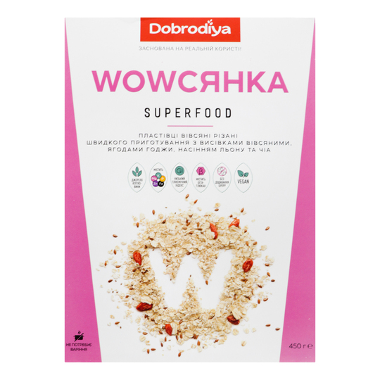 Пластівці вівс.WOWСЯНКА SUPERFOOD 450г