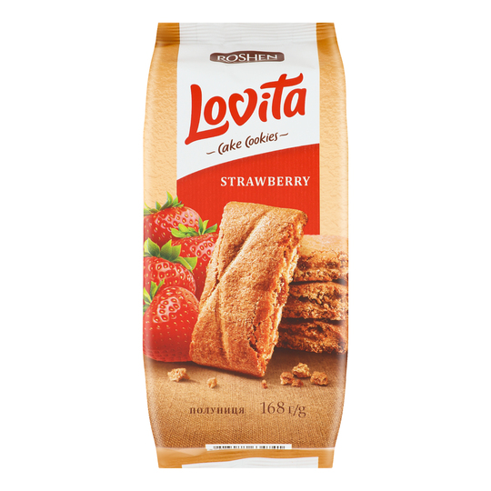 Печиво здоб.Lovita полуниця Roshen 168г