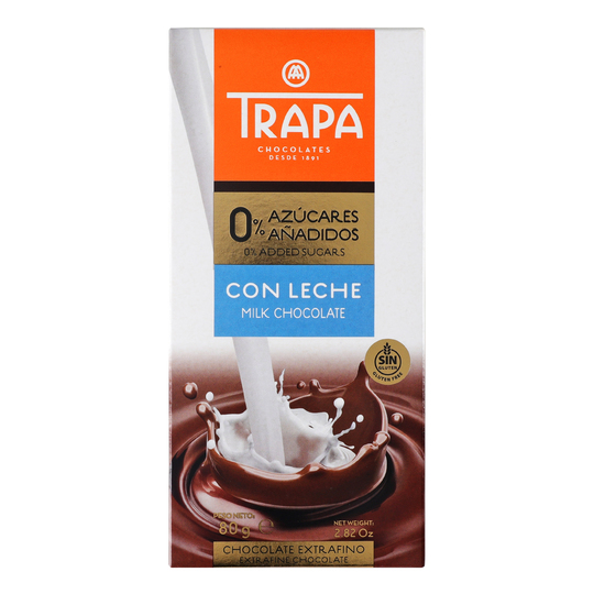 Шоколад молочний без цукру Trapa 80г