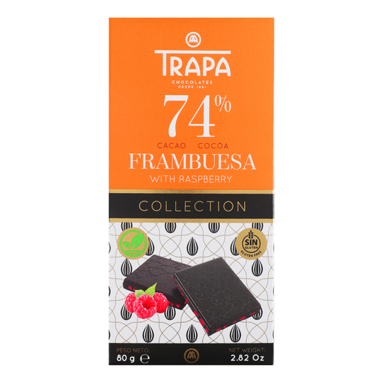 Шоколад тем. 74% з малиною Trapa 80г