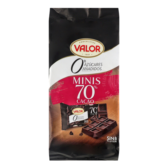 Цукерки шоколадні 70% б/цукру Valor 144г