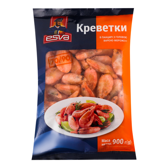 Креветки в панц. з/г в/м 70/90 Esva 900г