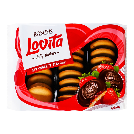Печиво здоб.Lovita полуниця Roshen 420г
