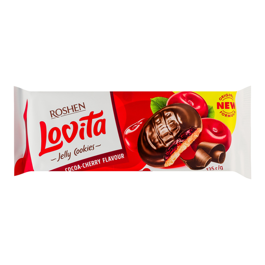 Печиво здоб.Lovita какао-виш.Roshen 135г
