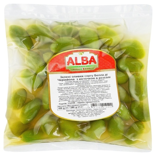 Оливки зел. з/к Alba Food в/у 400г