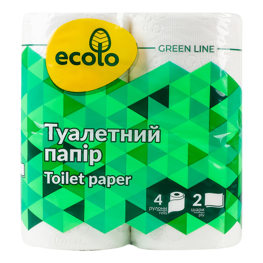 Папір туал. целюлоз. 2ш. Ecolo біл. 4шт