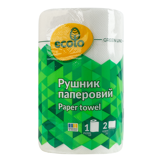 Рушники паперові білі Ecolo 2шар.1рул.