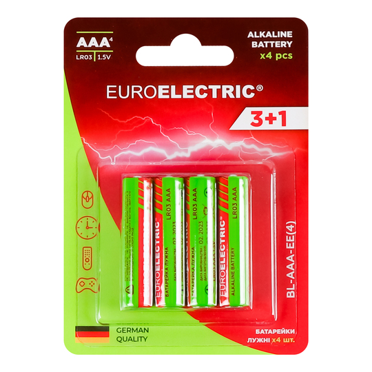 Батарейка л.EuroelectricAAALR03 1,5V*4шт