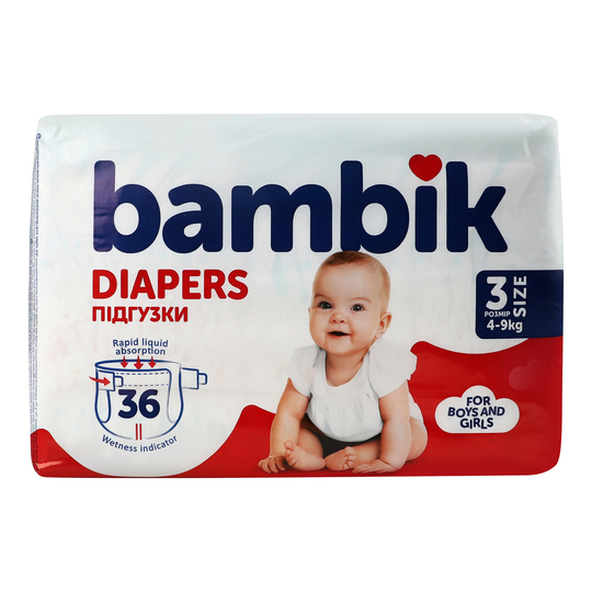 Підгузки дит.MediumBambikMIDI(4-9кг)36шт