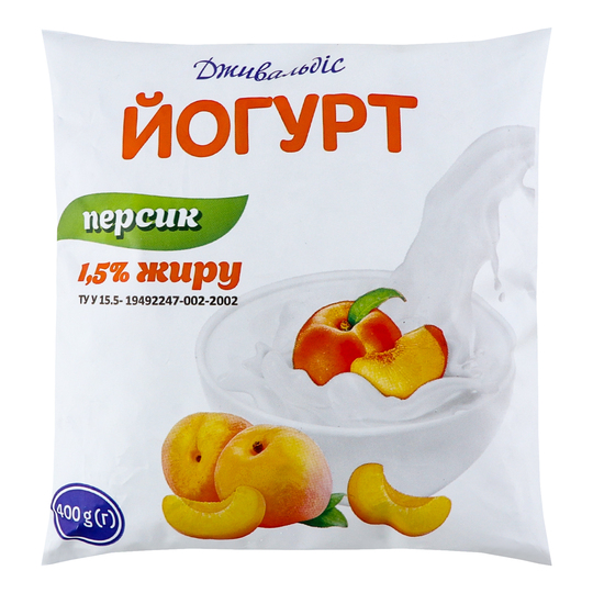 Йогурт 1,5% Дживальдіс персик пл.400г