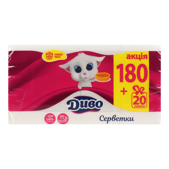 Серветки ст.1ш.Диво біл240*230 180+20шт