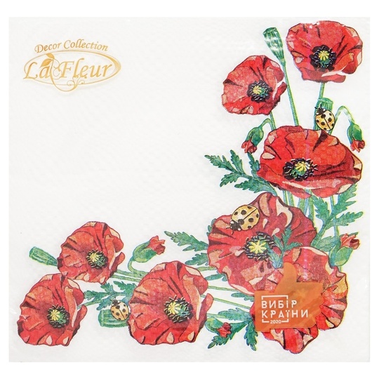 Серветка дек.2ш.33х33LaFleurМак.поле16шт