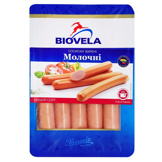 Сосиски Молочнi варенi Biovela 260г