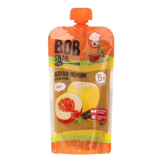 Пюре Яблуко-Персик Равлик Боб 250г