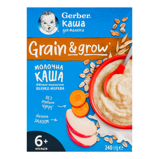 Каша мол.вівс.пшен.ябл.морк.Gerber240г