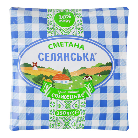 Сметана 10% Селянська 350г плівка