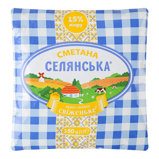 Сметана 15% Селянська 350г плівка