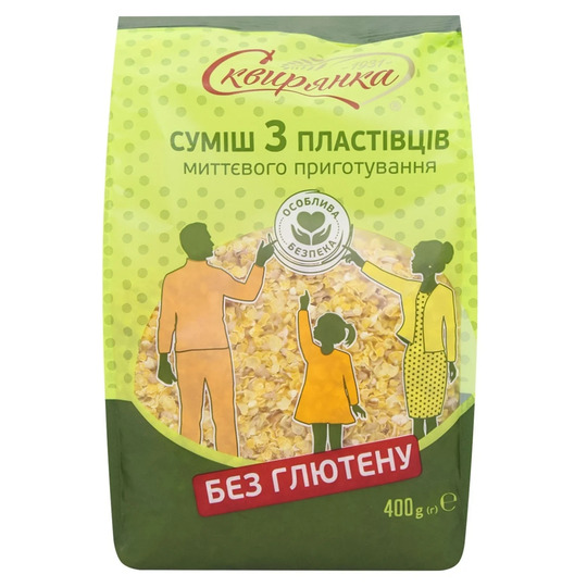 Суміш пласт.3 злаки б/гл. Сквирянка 400г