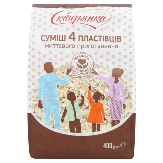 Суміш пластівців 4 злаки Сквирянка 400г
